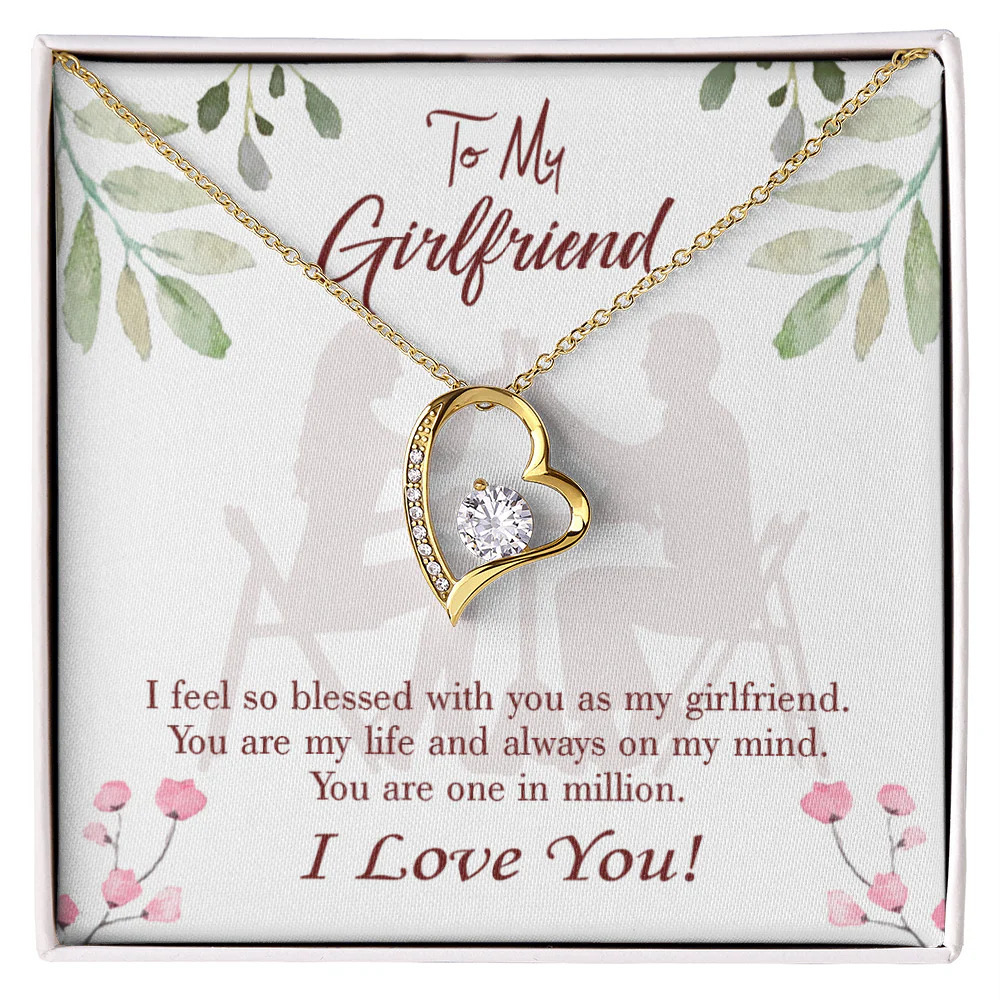 Girlfriend Rare One Forever Love Cz Heart Necklace White Gold Luxury Box